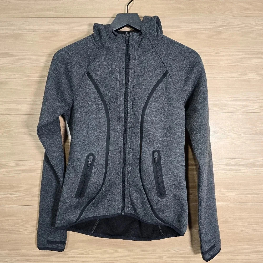 ATHLETA‎ Fuse Scuba Hoodie Activewear Sweatshirt Jacket Gray Women’s Size XXS